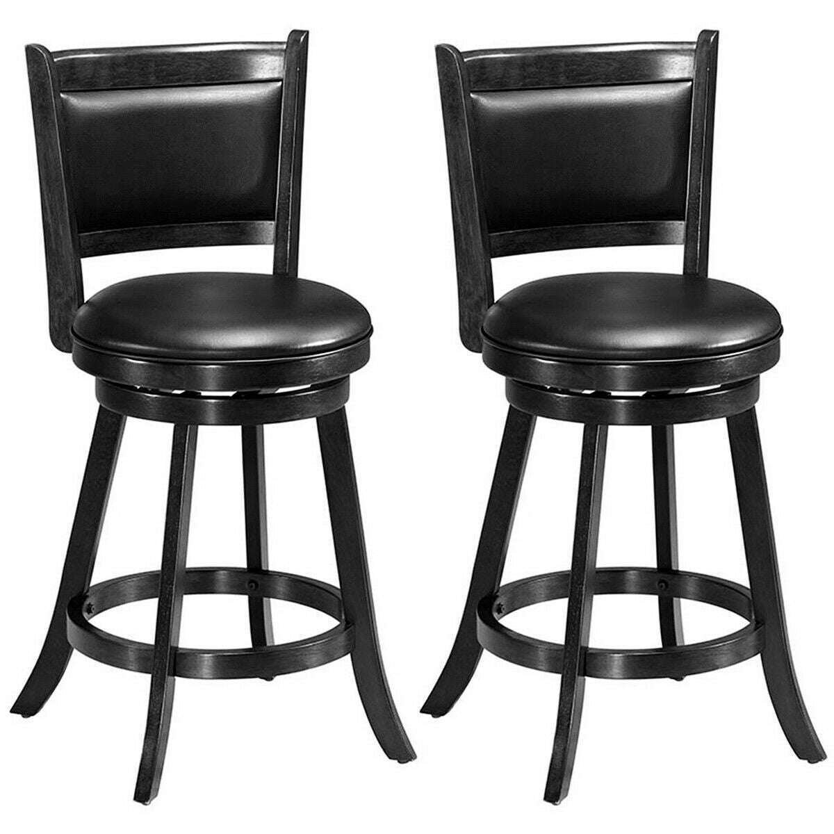 24 Inch Swivel Counter Stool, Upholstered - Gray, Set of 2
