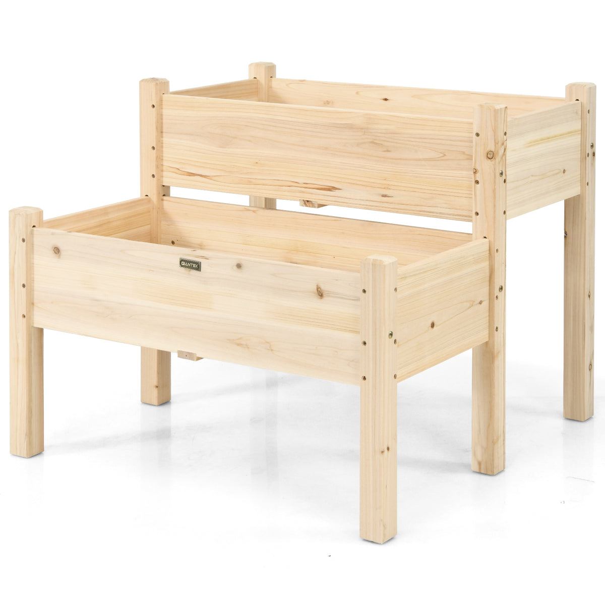 2 Tier Wooden Raised Garden Bed with Legs - Natural