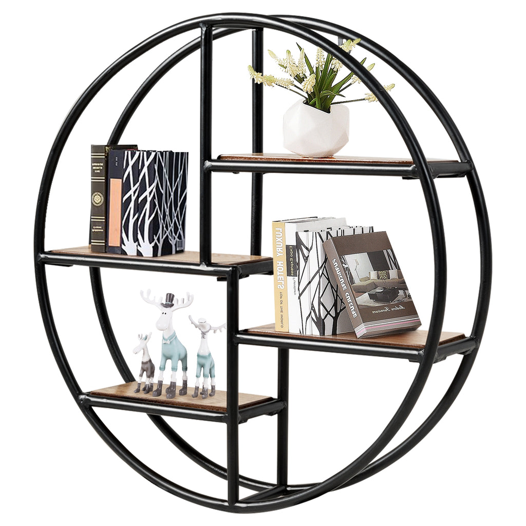 4-Tier Circular Wall Shelf – Nordic Round Storage Rack