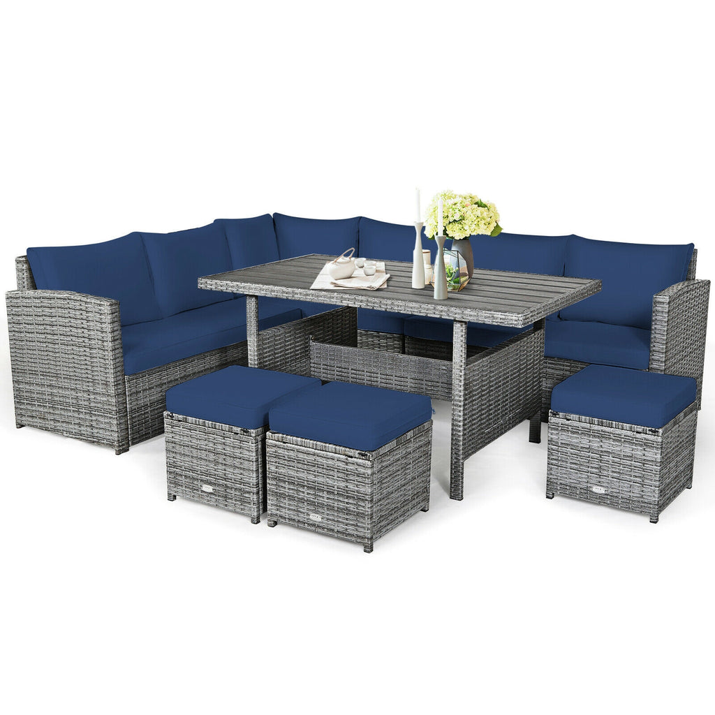 7-Piece Wicker Patio Furniture Set - Style 2, White
