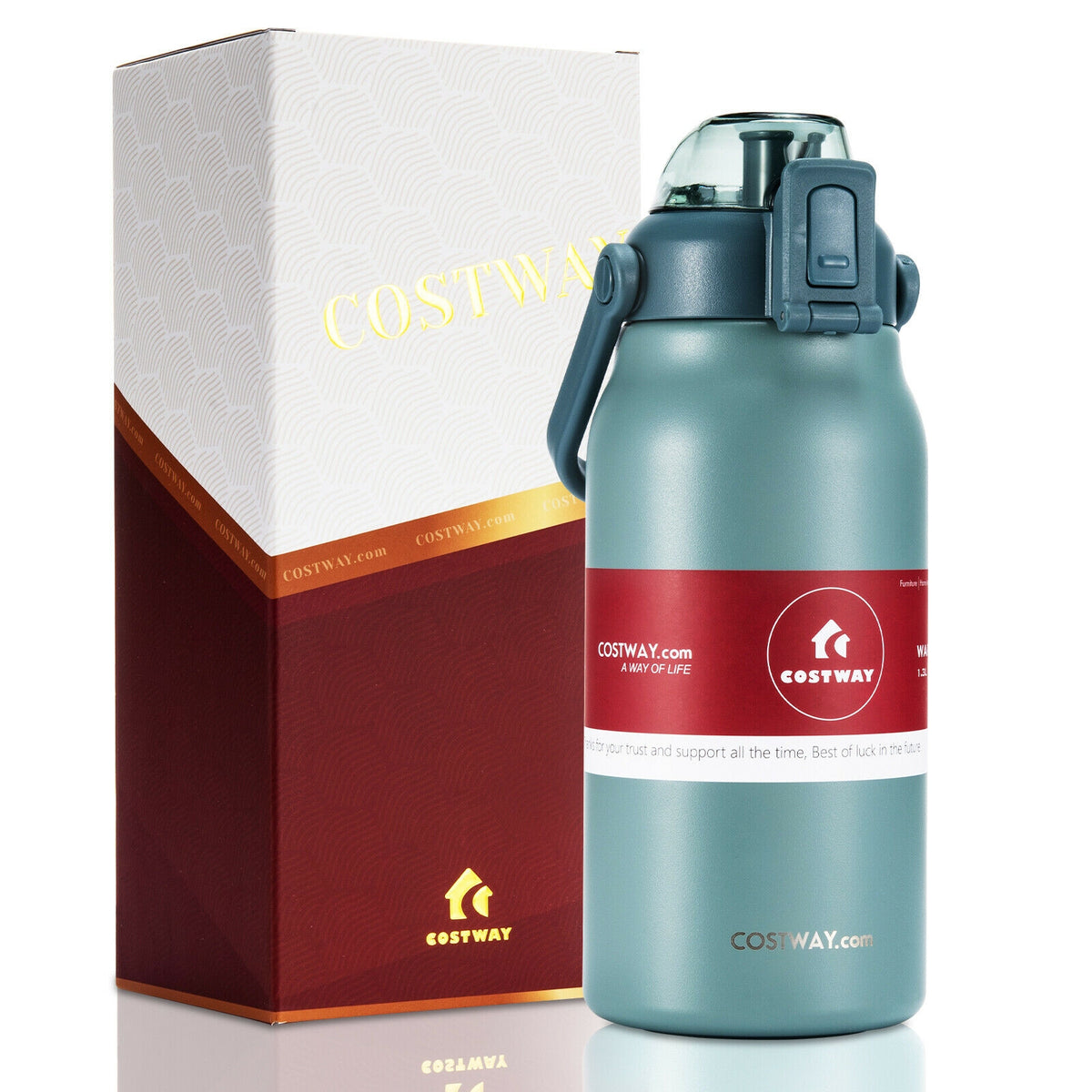 44oz Vacuum Insulated Leakproof Stainless Steel Sports Water Bottle