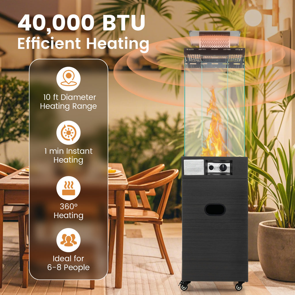 40000 BTU Patio Heater Outdoor Propane Gas with Cover and Wheels
