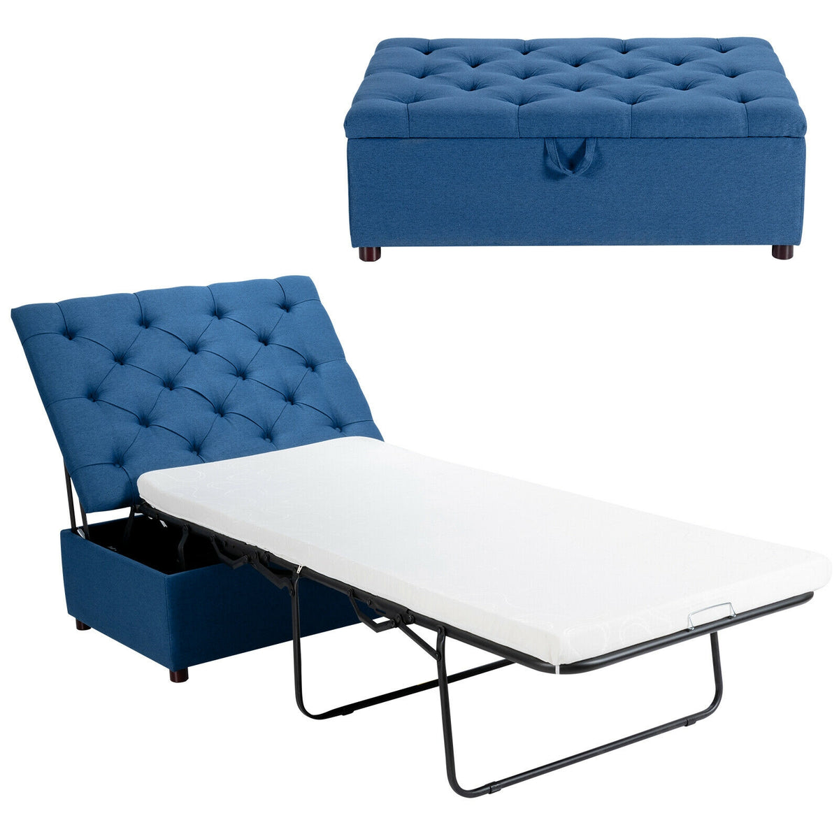 Rollaway Folding Bed with Memory Foam Mattress - Light Beige
