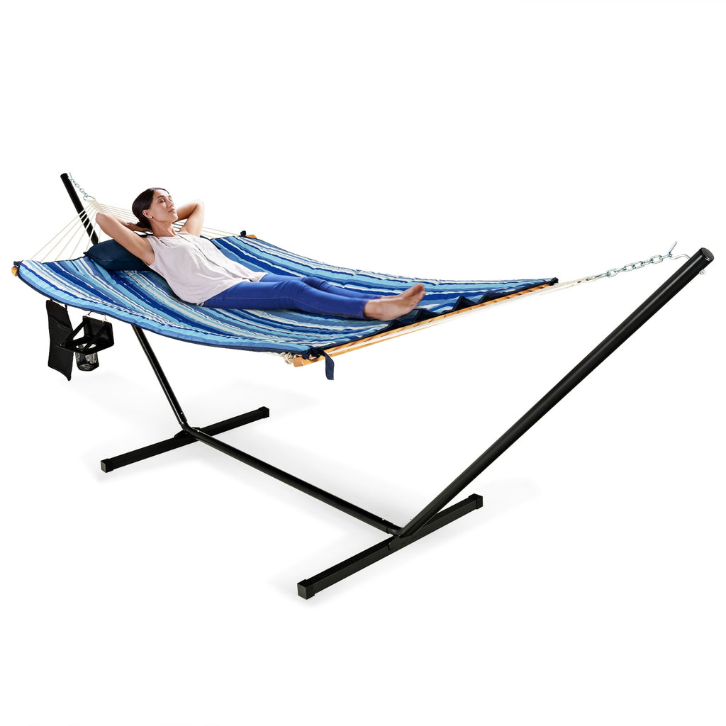 Hammock Chair Stand Set Cotton Swing with Pillow Cup Holder Indoor