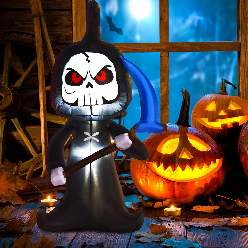 6 Feet Halloween Inflatable Ghost Decorations with Built-in LED Lights - Costway