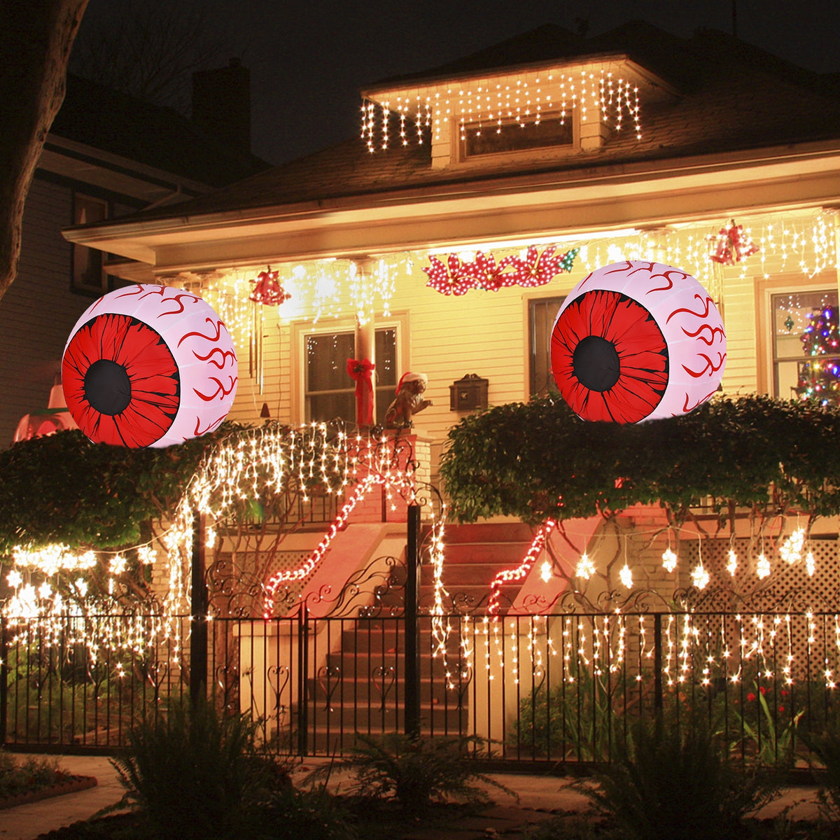 Halloween Inflatable Eyeballs with Air Blower - 2 Pack, Scary Decor