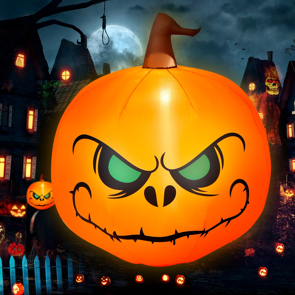 Halloween Inflatable Pumpkin with Built-In LED Light, 4 Feet Indoor Outdoor Decor