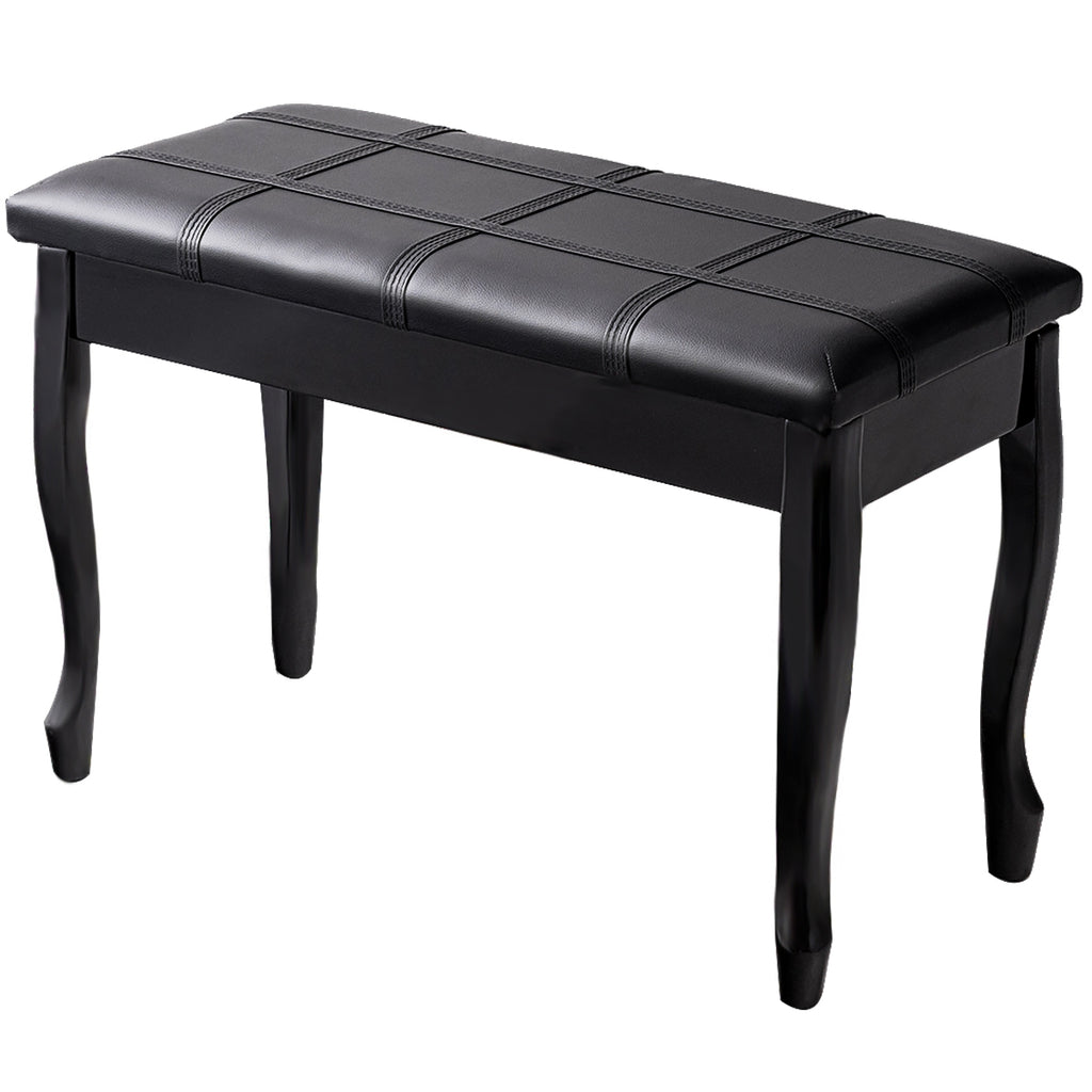 Piano Keyboard Bench with Storage, PU Leather - Black