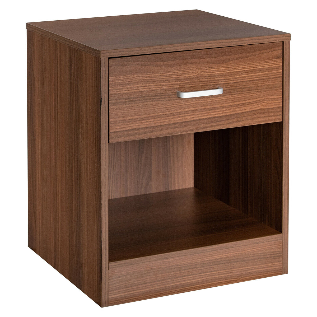 Modern Wooden Nightstand with Drawer - Brown
