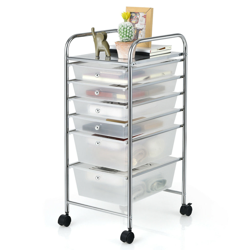 6-Drawer Rolling Storage Cart Organizer - Transparent