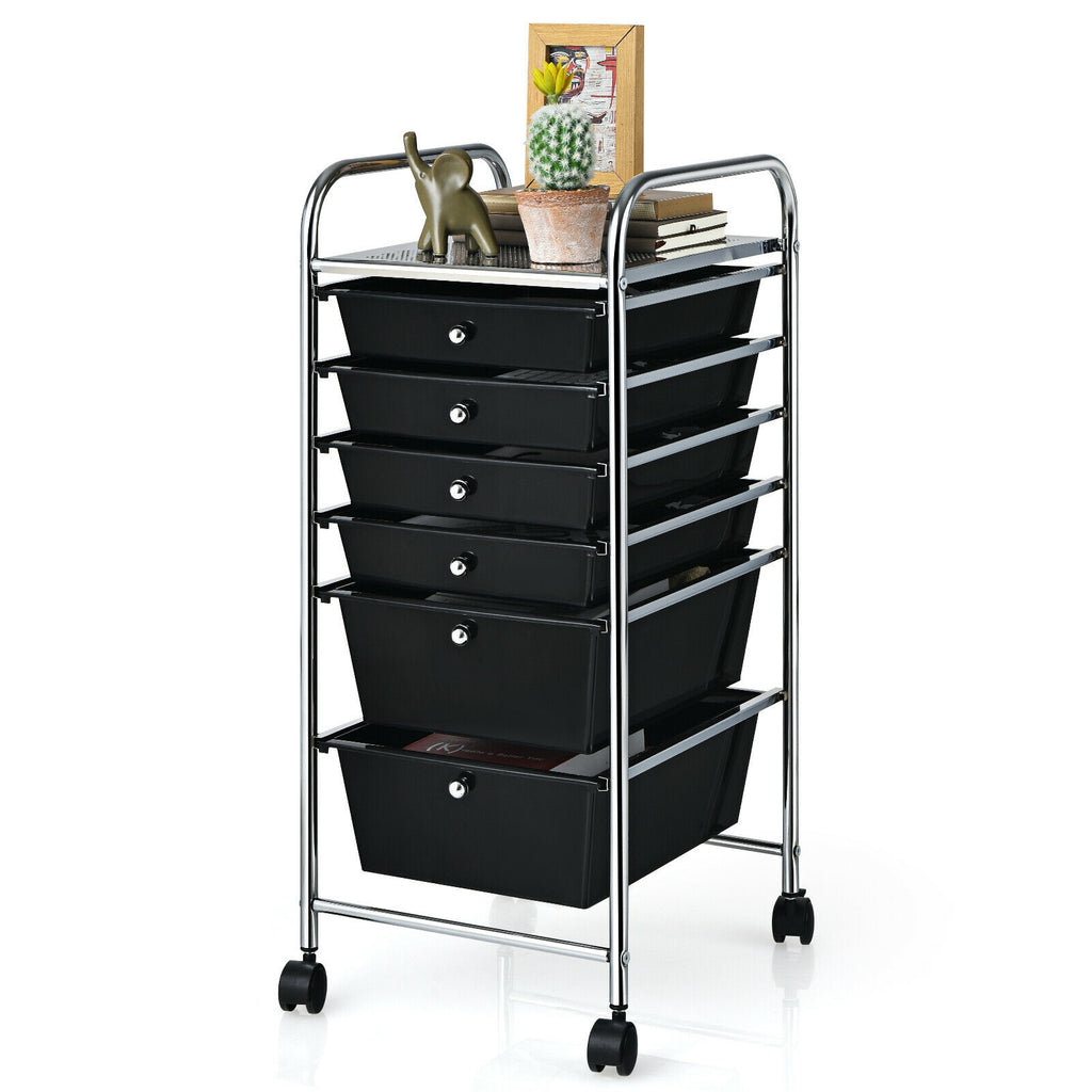 6-Drawer Rolling Storage Cart Organizer - Black