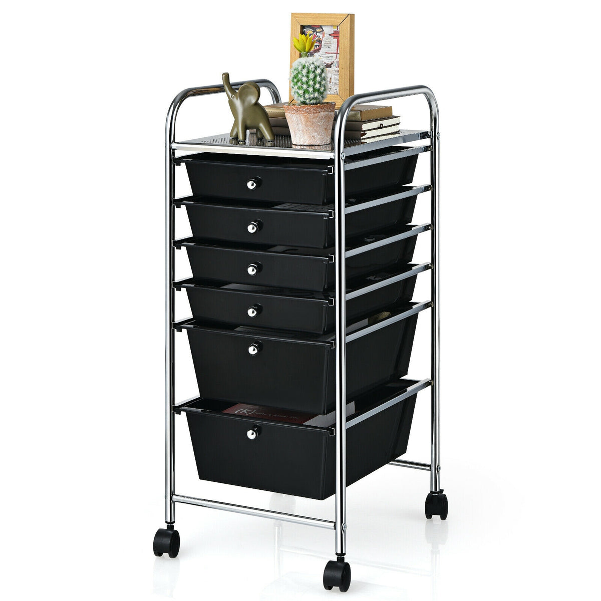 6-Drawer Rolling Storage Cart Organizer - Black