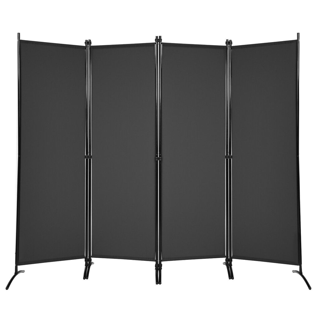 5.6 Feet 4 Panel Room Divider with Steel Frame - Black Variation