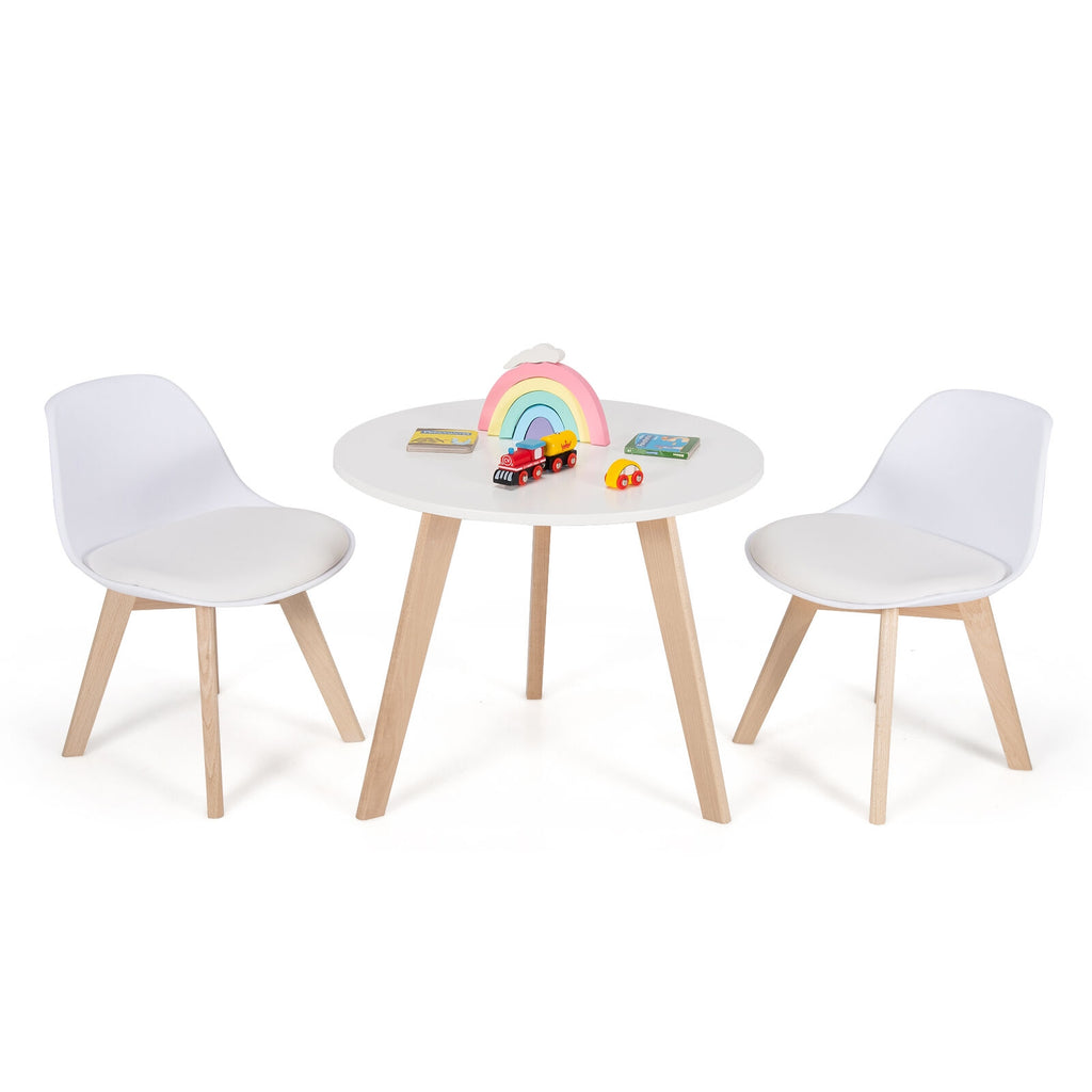 Kids Activity Play Table with Beech Legs and Cushions - White