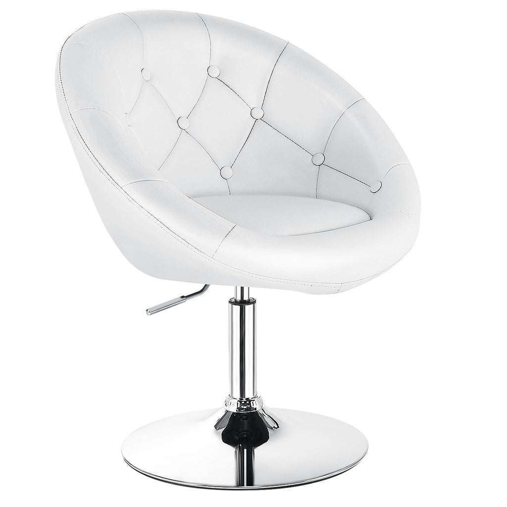 Adjustable Modern Swivel Tufted Accent Chair - White