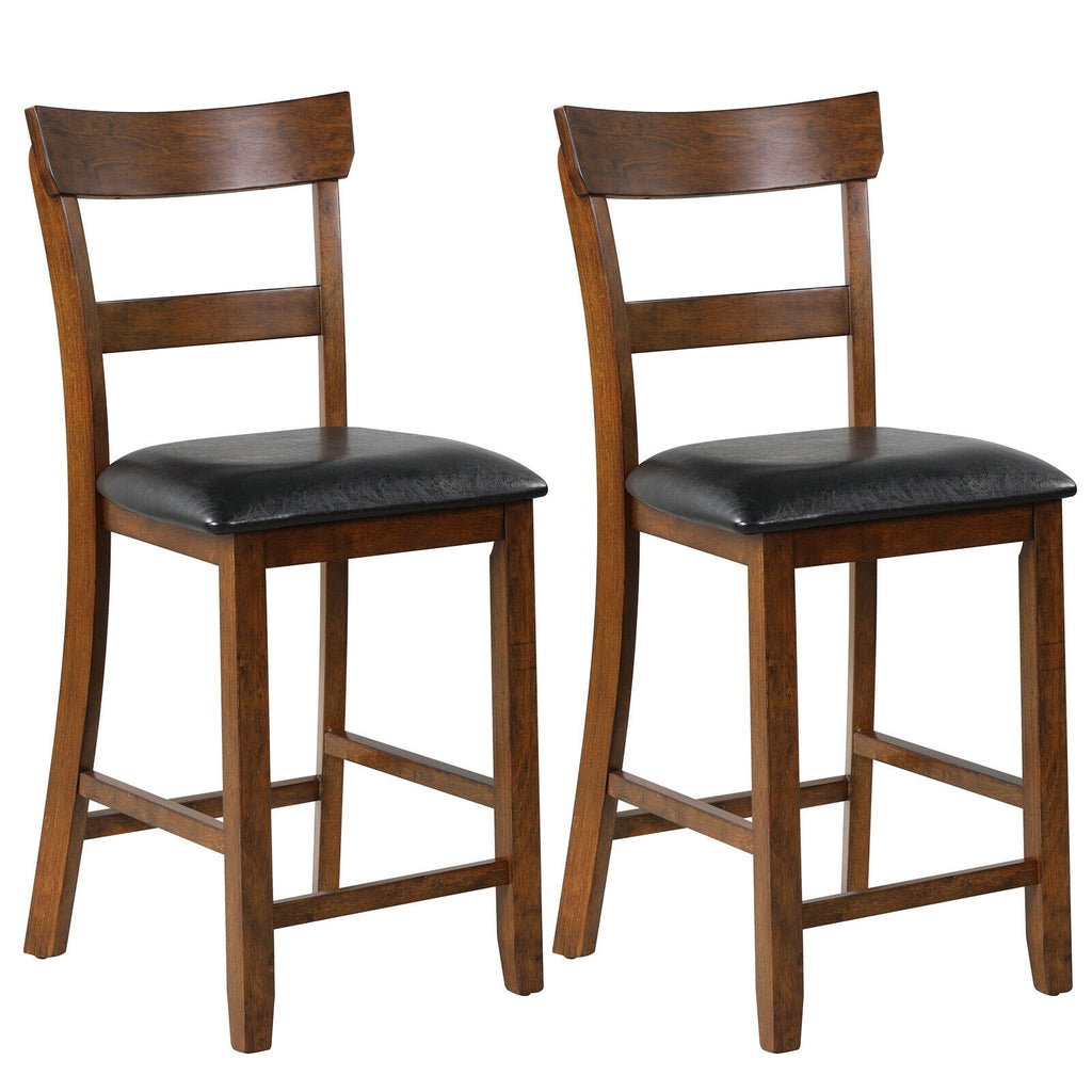 Counter Height Chair Set (2-Piece) with Leather Seat - Style 1