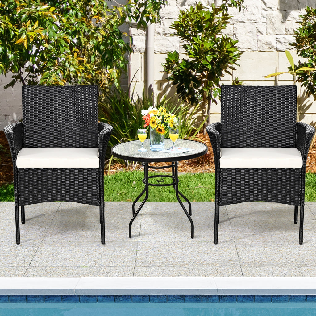 Patio Wicker Chairs Set of 2 with Cushions