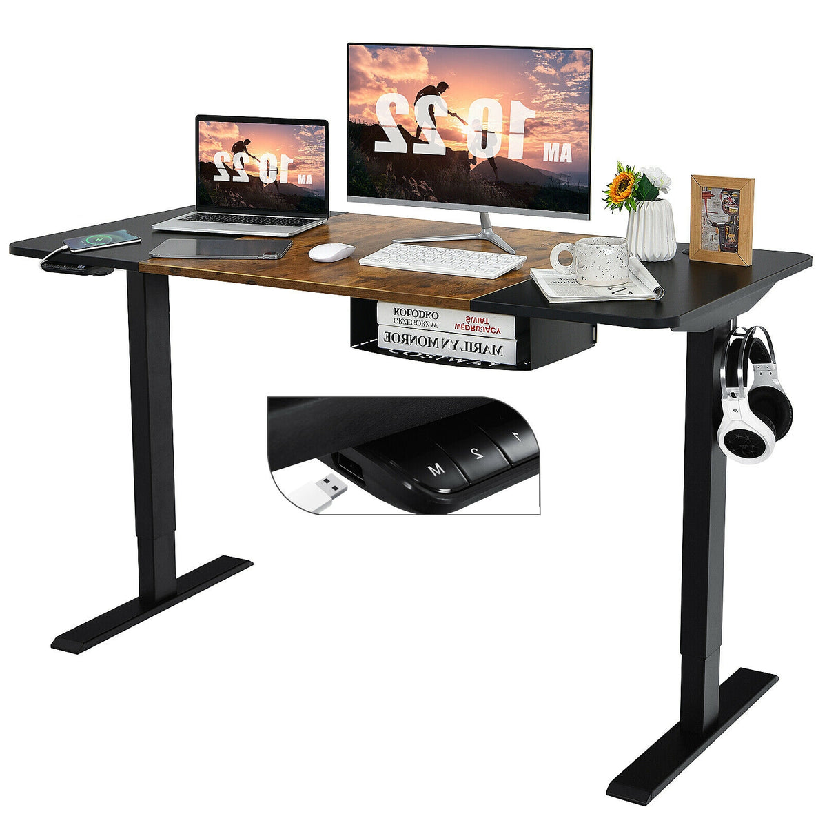55 x 28 Inch Electric Standing Desk with USB Port