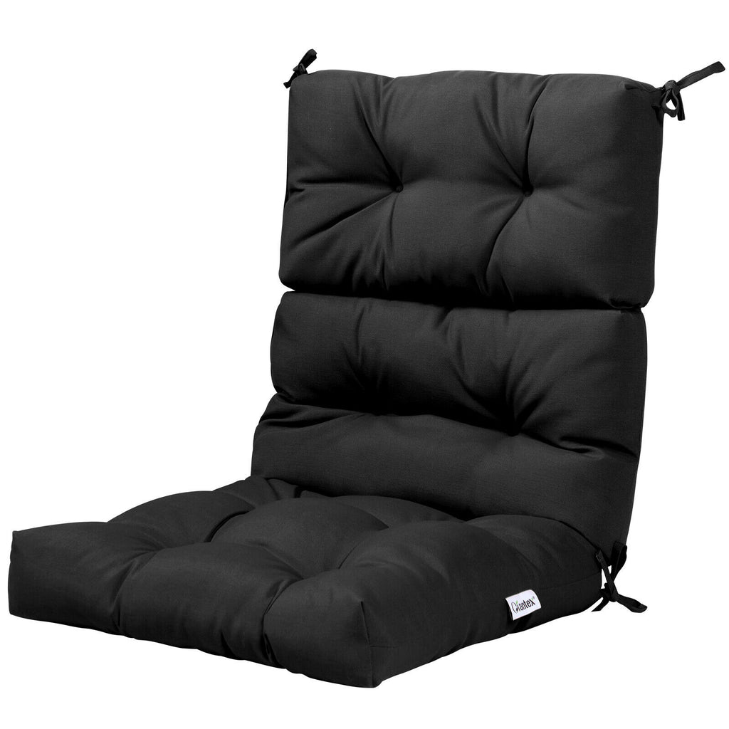 Tufted Patio High Back Chair Cushion with Non-Slip String Ties