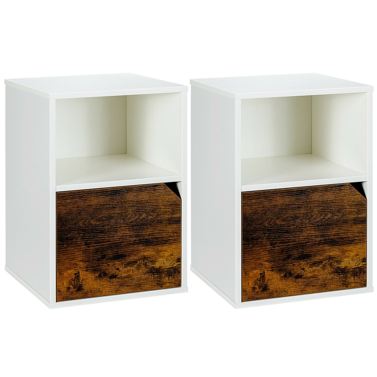 Set of 2 Nightstands with Storage – White