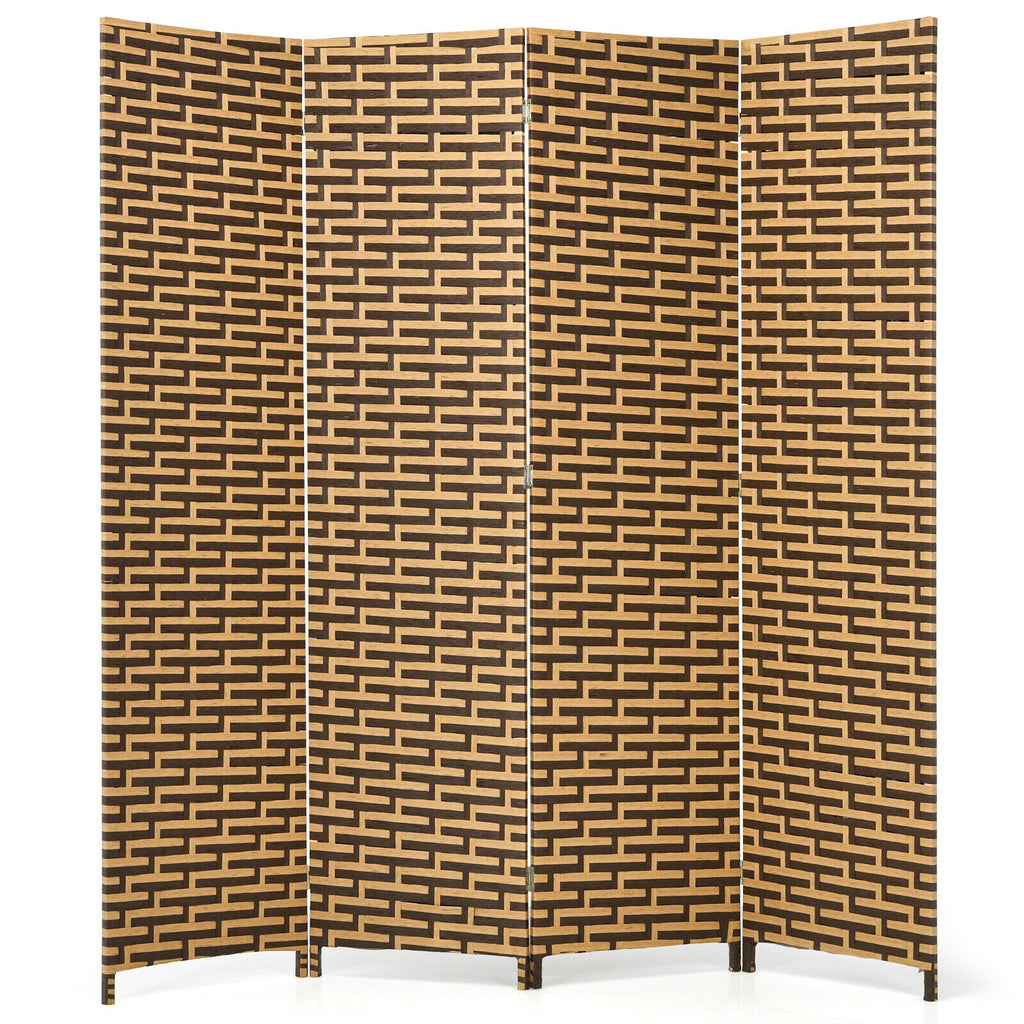 Yellow 4 Panel Folding Privacy Room Divider with Rustproof Hinges