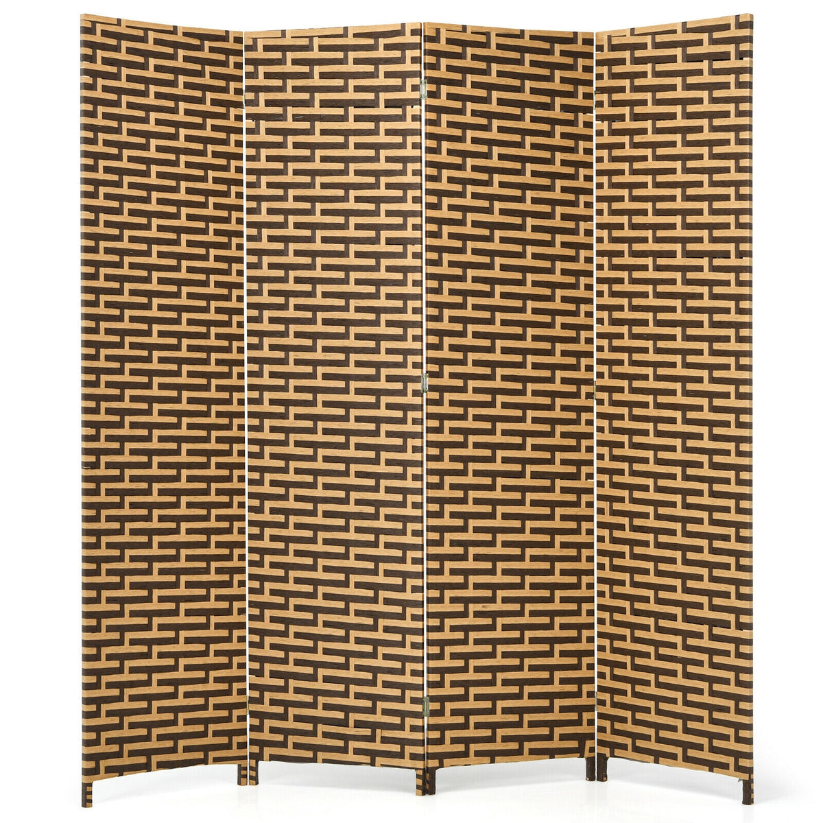 Yellow 4 Panel Folding Privacy Room Divider with Rustproof Hinges