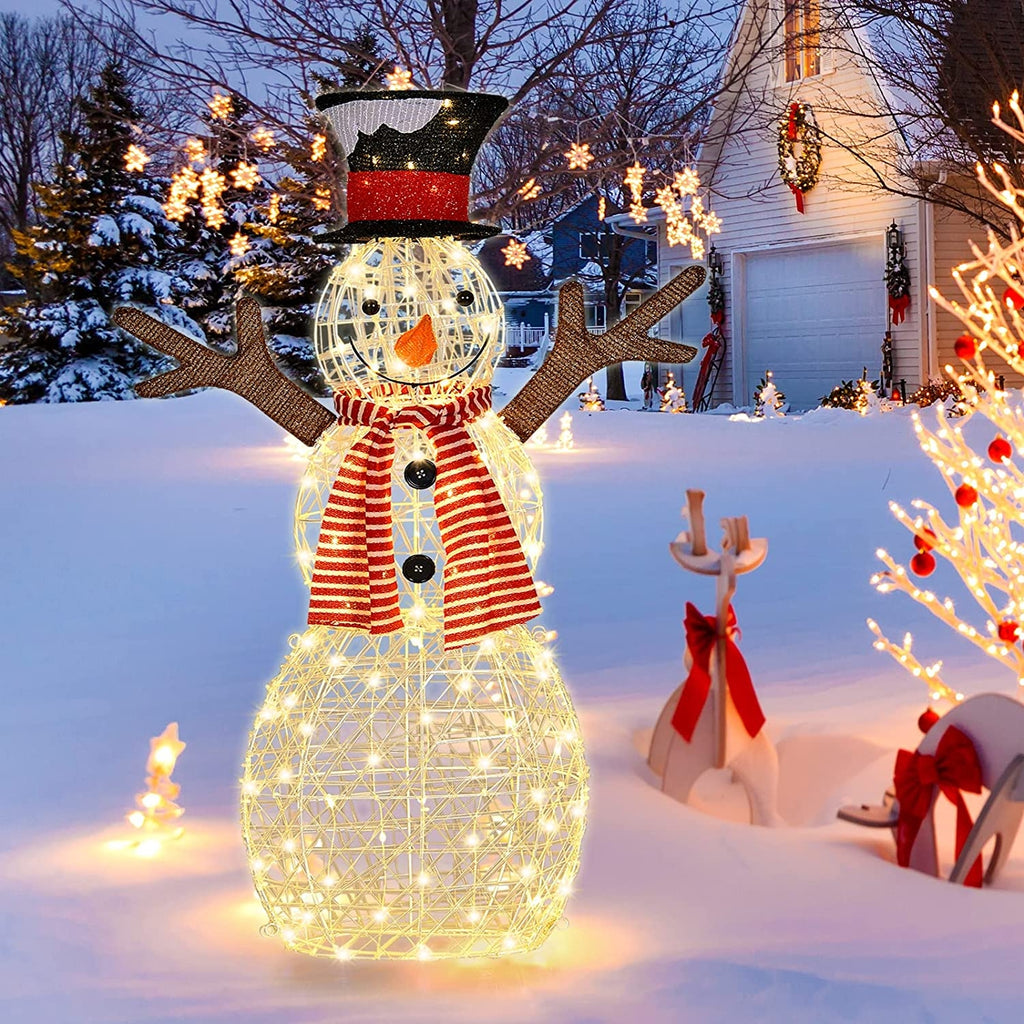 Indoor/Outdoor Christmas Snowman Lighted Decoration - Warm Light, 80 LEDs