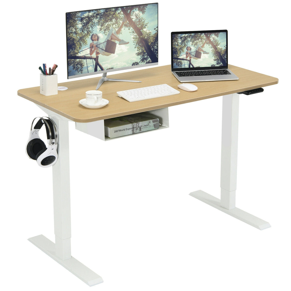 48-Inch Electric Standing Desk, Adjustable Height – Beige