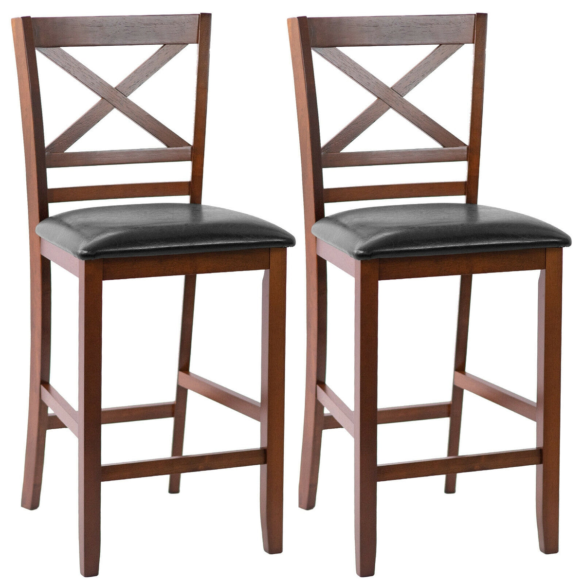Set of 2 Counter Height Bar Stools 25 Inch - No PU Leather