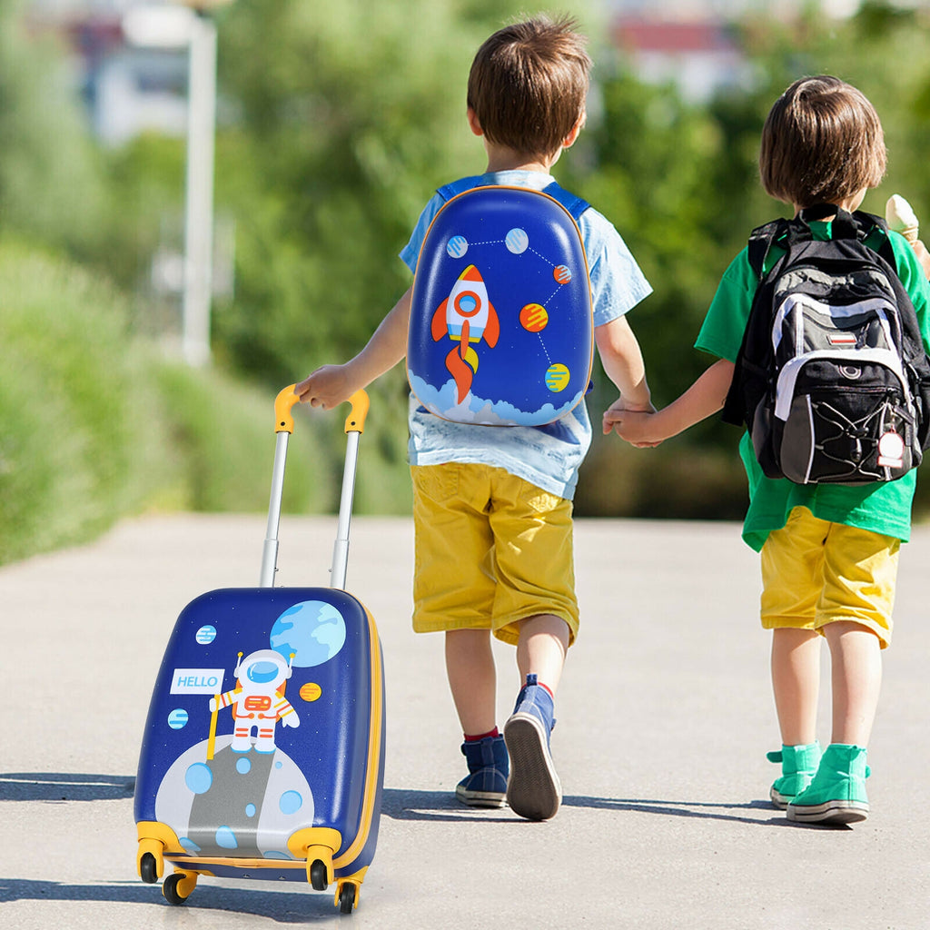 Kids Luggage Set with Backpack and Suitcase - Astronaut Pattern, 12 & 16 Inch, Travel Ready