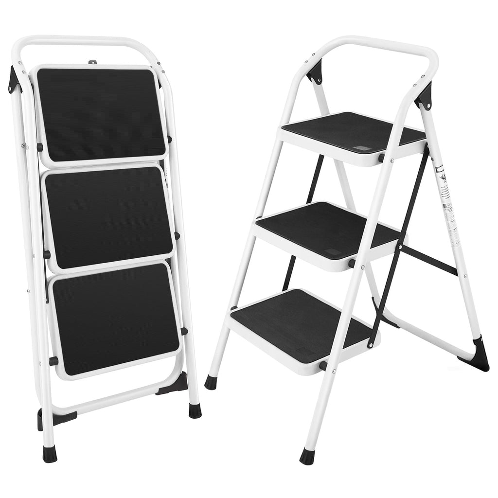 Folding 3-Step Ladder with Anti-Slip Platform