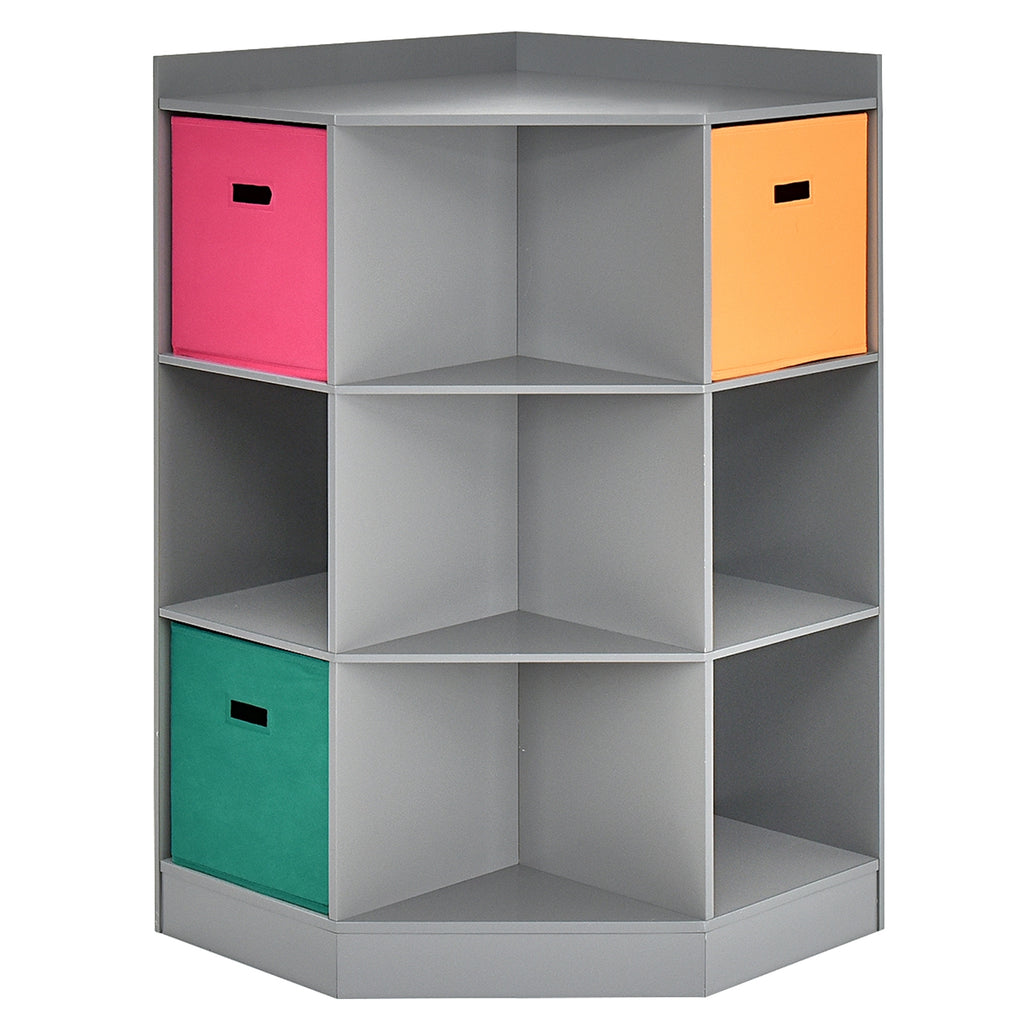 Kids Corner Storage Shelf with 3 Baskets - Gray, 3-Tier Children's Organizer