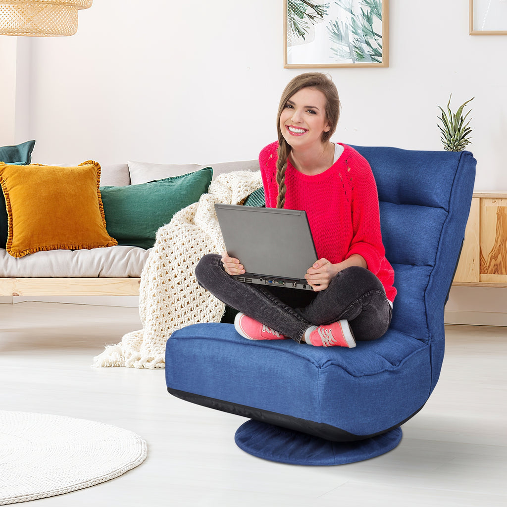 360-Degree Swivel Folding Gaming Chair - Navy