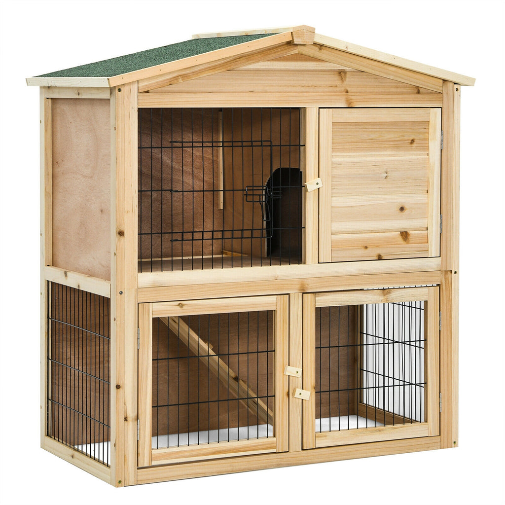 35 Inch Wooden Chicken Coop with Ramp - Durable Pet House with Ventilation & Waterproof Roof