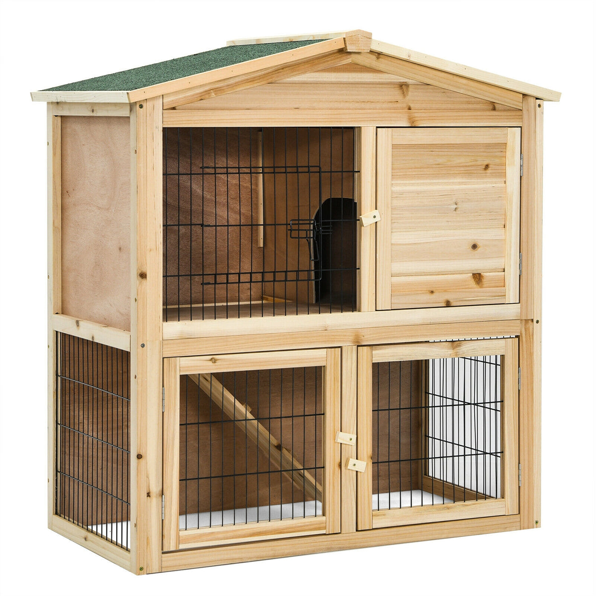 35 Inch Wooden Chicken Coop with Ramp - Durable Pet House with Ventilation & Waterproof Roof