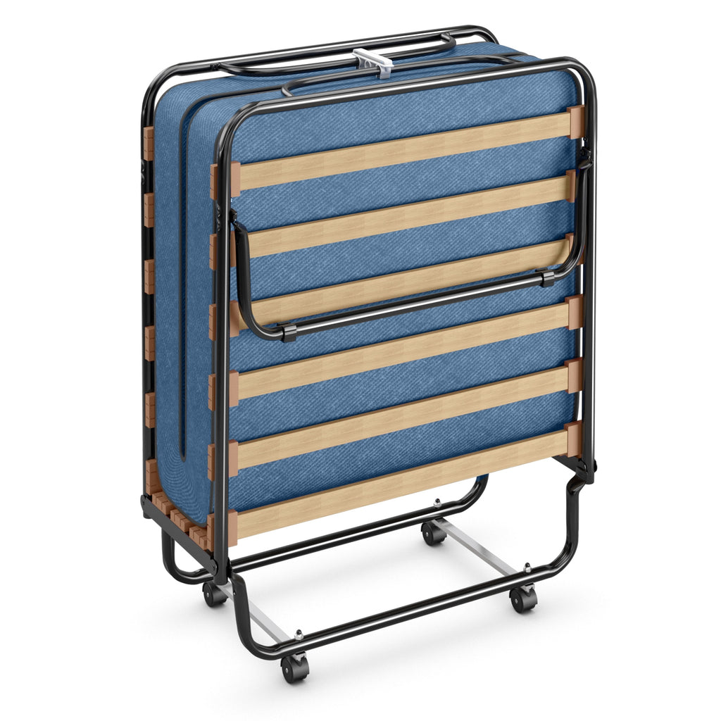 Portable Folding Bed with Memory Foam Mattress – Navy, 440lbs Capacity