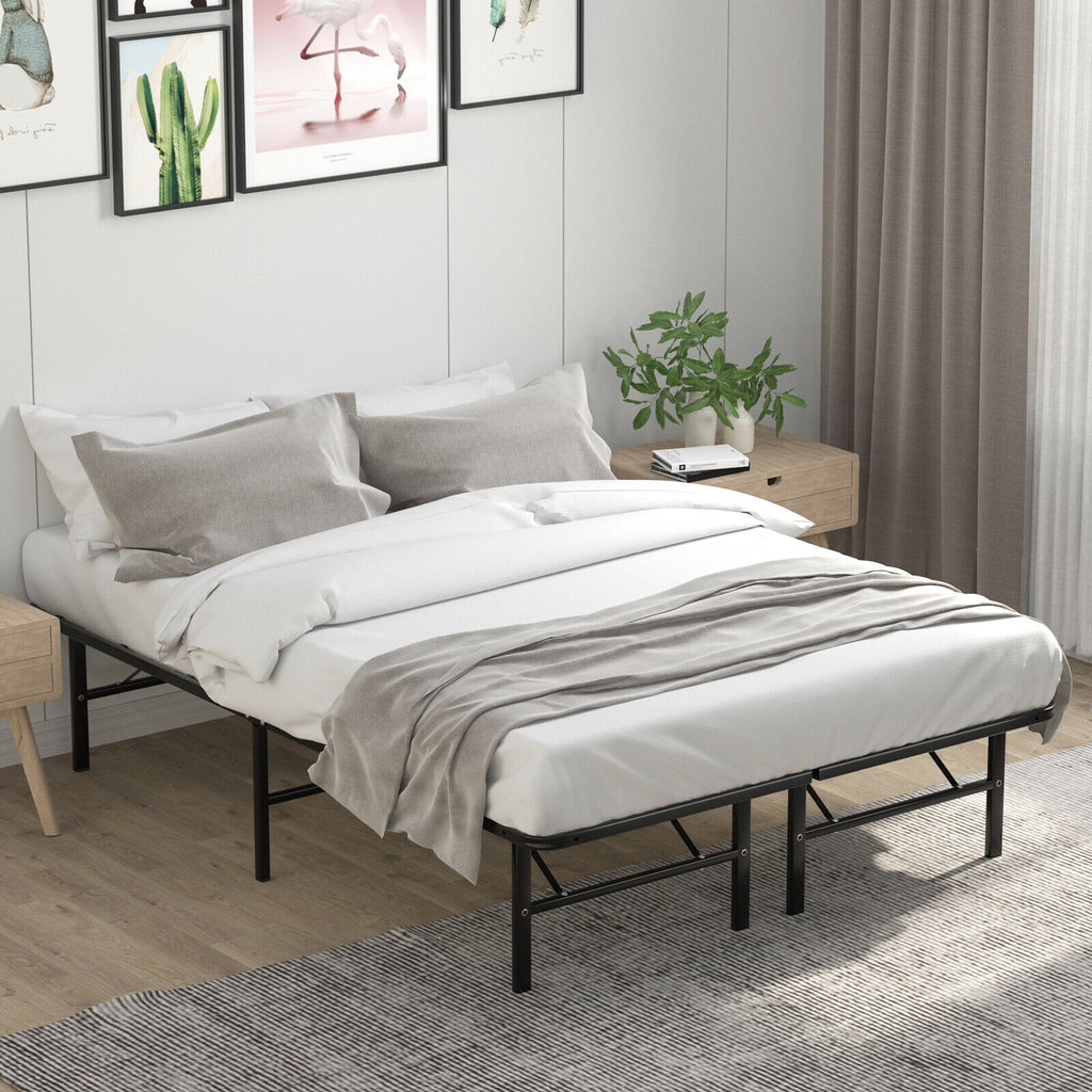 Full Size Folding Metal Platform Bed - Tool-Free Assembly