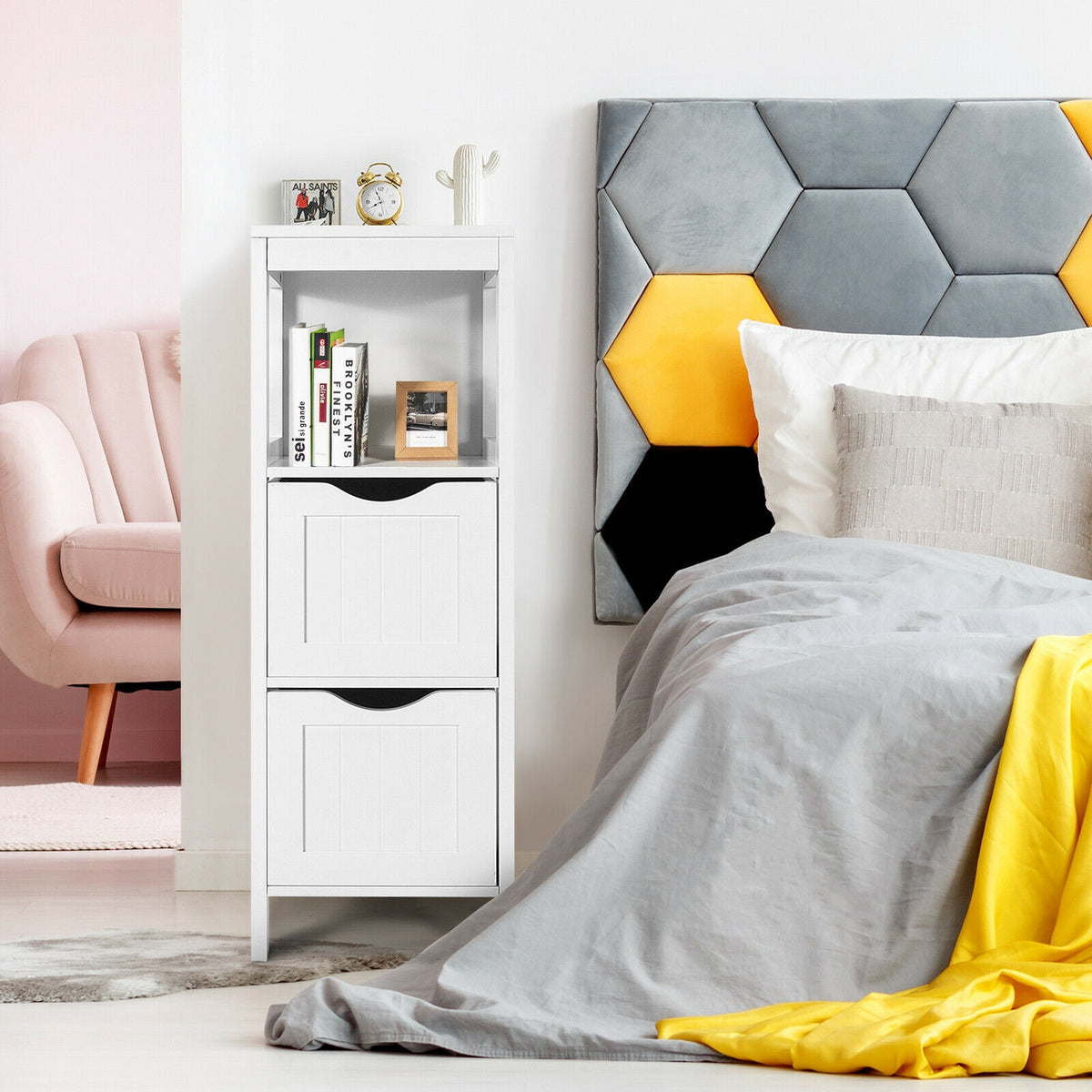 Freestanding Storage Cabinet with 2 Removable Drawers for Bathroom