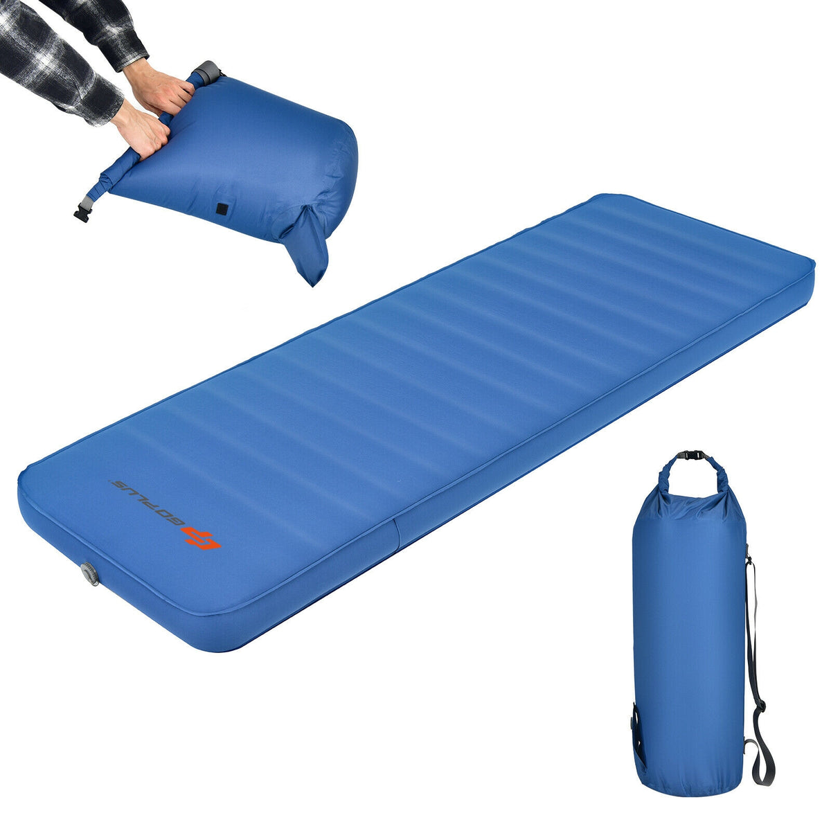 Self Inflating Camping Sleeping Mattress with Carry Bag - Blue