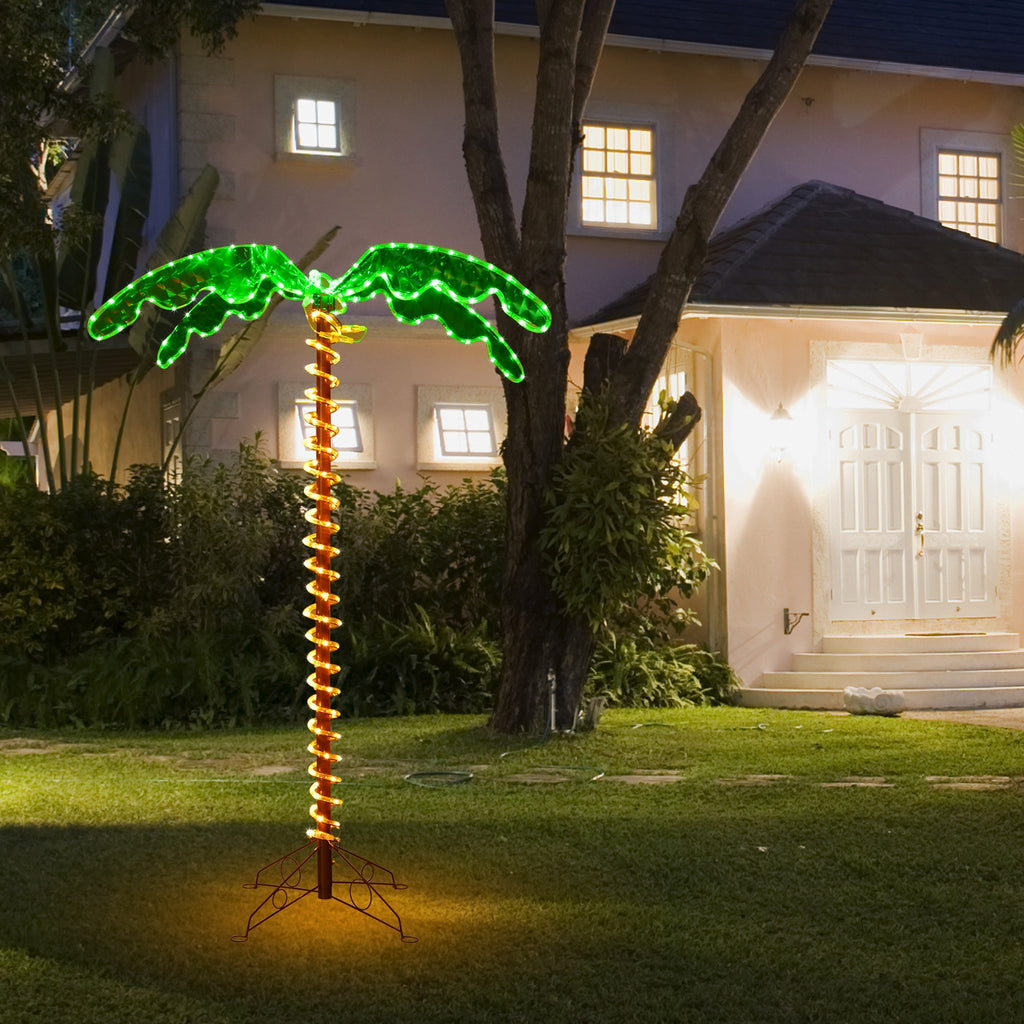 5 Feet LED Pre-Lit Palm Tree Decor with Rope Lights for Indoor Outdoor Use