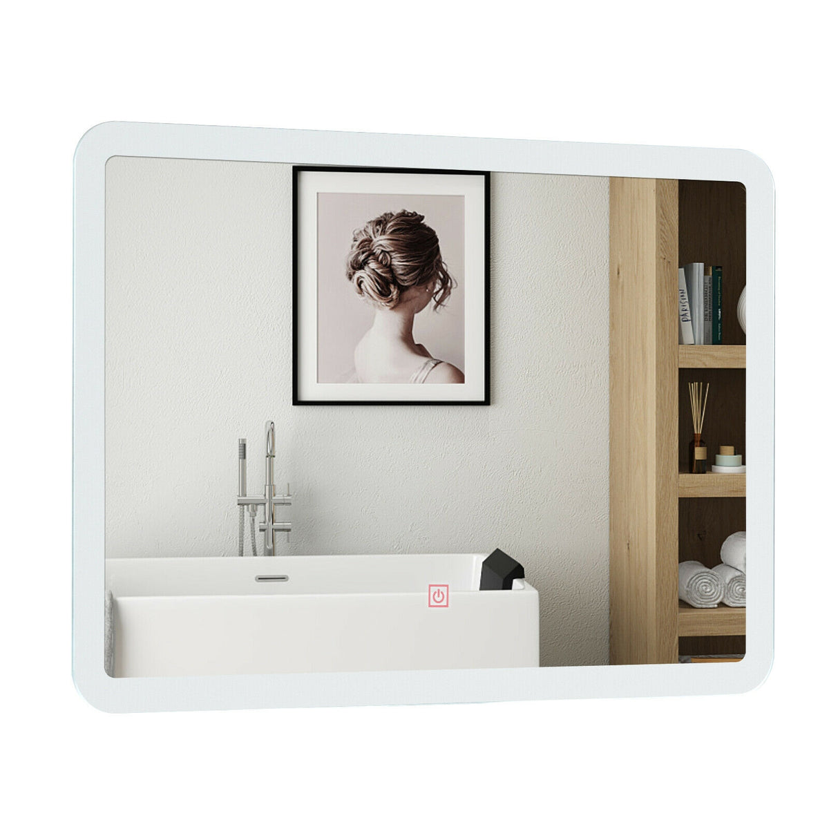 LED Wall-Mounted Bathroom Mirror with Touch Control - Rounded Arc Design
