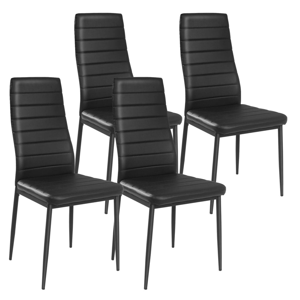 Set of 4 Fabric Dining Chairs with Cushion & High Back