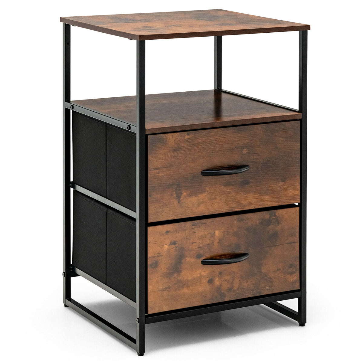 Industrial 4-Drawer Fabric Storage Dresser with Steel Frame