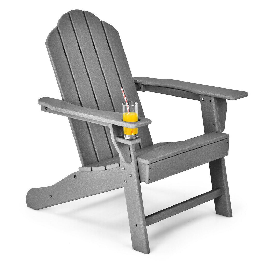 Foldable Weather Resistant Patio Chair with Built-in Cup Holder