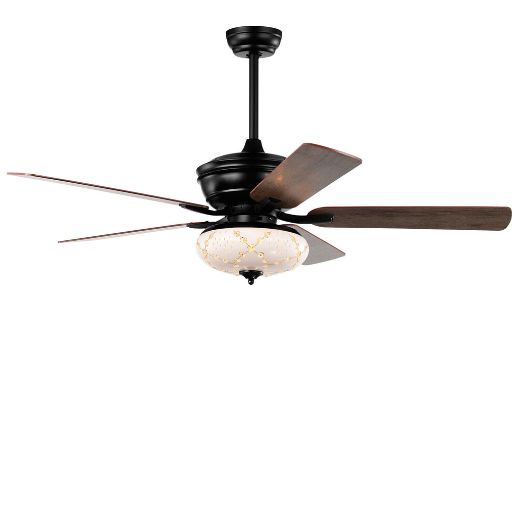 52-Inch Ceiling Fan with Remote Control - Walnut Finish with Reversible Motor