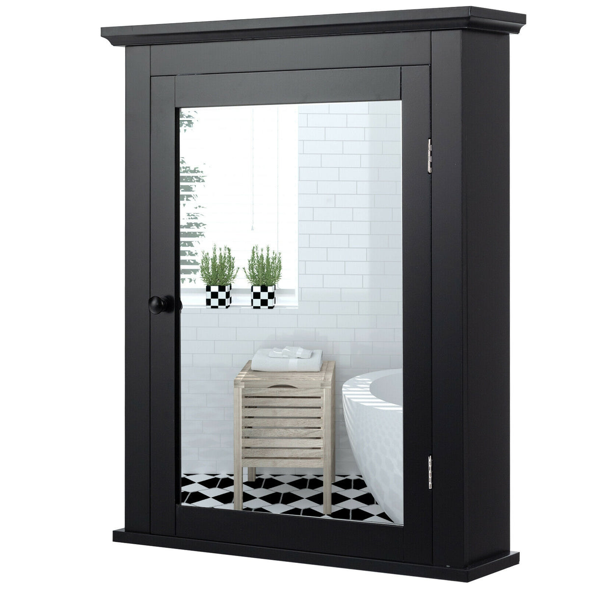 Wall Mount Bathroom Cabinet with One Mirror Single Door Adjustable