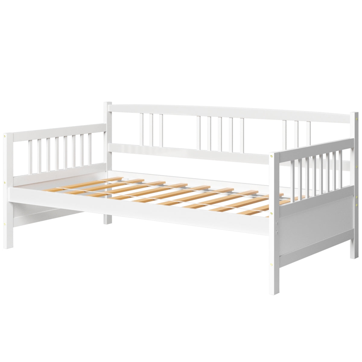 Twin Size Daybed Frame with Wooden Slats Support - White