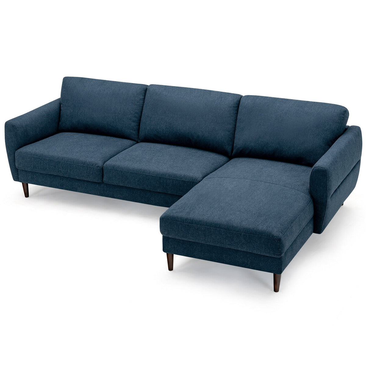 L-Shaped Fabric Sectional Sofa with Chaise Lounge – Navy