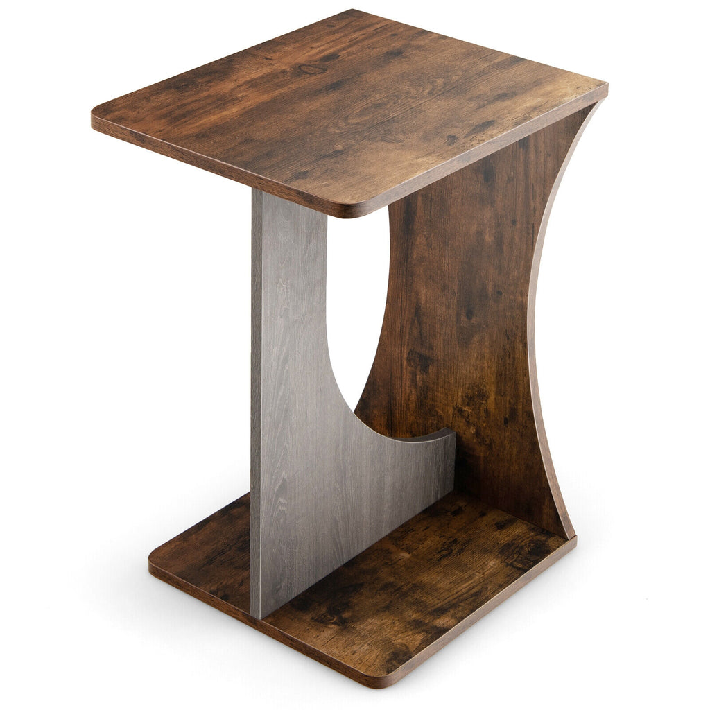 2-Tier End Table Rustic Brown – Compact Living Room Storage
