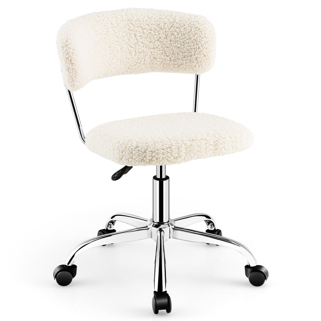 Adjustable Sherpa Office Chair Swivel White